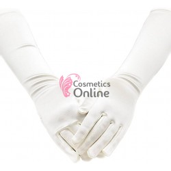 Manusi elegante din satin simple MNS005GG lungi Crem